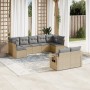 Set de sofás de jardín 9 pzas con cojines ratán sintético beige en Conjuntos de jardín | Comprar online en Foru.es
