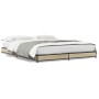 Estructura cama madera ingeniería metal roble Sonoma 135x190 cm de vidaXL, Camas y somieres - Ref: Foro24-845162, Precio: 87,...