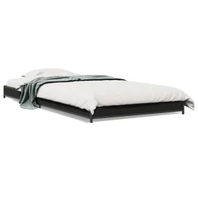 Engineered wood and black metal bed frame 90x200 cm by vidaXL, Beds and slatted bases - Ref: Foro24-845176, Price: 70,48 €, D...