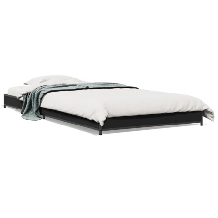 Estructura de cama madera de ingeniería y metal negro 90x200 cm de vidaXL, Camas y somieres - Ref: Foro24-845176, Precio: 71,...