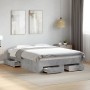 Cama con cajones madera ingeniería gris hormigón 135x190 cm de vidaXL, Camas y somieres - Ref: Foro24-3280408, Precio: 186,33...