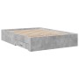 Cama con cajones madera ingeniería gris hormigón 135x190 cm de vidaXL, Camas y somieres - Ref: Foro24-3280408, Precio: 186,33...