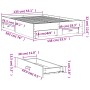 Cama con cajones madera ingeniería gris hormigón 135x190 cm de vidaXL, Camas y somieres - Ref: Foro24-3280408, Precio: 186,33...