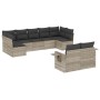 Set muebles jardín 9 pzas y cojines ratán sintético gris claro en Conjuntos de jardín | Comprar online en Foru.es