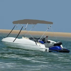 Grauer Bimini-Sonnenschutz mit 4 Bögen, 243x196x137 cm. von vidaXL, Aufbewahrungsabdeckungen für Boote - Ref: Foro24-94807, P...