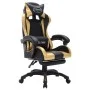 Silla gaming con luces LED RGB cuero sintético dorado y negro de vidaXL, Sillas de oficina - Ref: Foro24-288008, Precio: 194,...