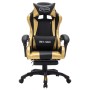 Silla gaming con luces LED RGB cuero sintético dorado y negro de vidaXL, Sillas de oficina - Ref: Foro24-288008, Precio: 190,...