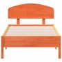Estructura cama con cabecero madera pino marrón cera 90x190 cm de vidaXL, Camas y somieres - Ref: Foro24-3207240, Precio: 144...