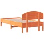 Estructura cama con cabecero madera pino marrón cera 90x190 cm de vidaXL, Camas y somieres - Ref: Foro24-3207240, Precio: 144...
