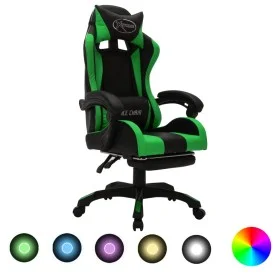 Silla gaming con luces LED RGB cuero sintético verde y negro de vidaXL, Sillas de oficina - Ref: Foro24-288009, Precio: 193,5...
