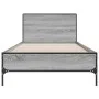 Sonoma gray metal engineered wood bed frame 90x200 cm by vidaXL, Beds and slatted bases - Ref: Foro24-845520, Price: 82,43 €,...