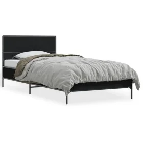 Estructura de cama madera ingeniería y metal negro 100x200 cm de vidaXL, Camas y somieres - Ref: Foro24-845522, Precio: 83,79...