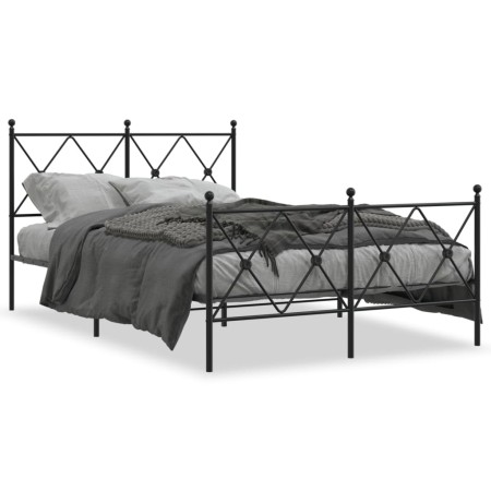 Estructura de cama cabecero y estribo metal negro 120x200 cm de vidaXL, Camas y somieres - Ref: Foro24-376518, Precio: 108,21...