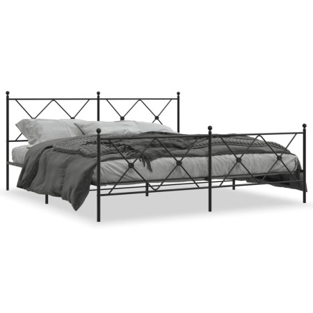 Estructura de cama cabecero y estribo metal negro 180x200 cm de vidaXL, Camas y somieres - Ref: Foro24-376524, Precio: 138,87...