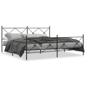 Estructura de cama cabecero y estribo metal negro 193x203 cm de vidaXL, Camas y somieres - Ref: Foro24-376526, Precio: 142,91...