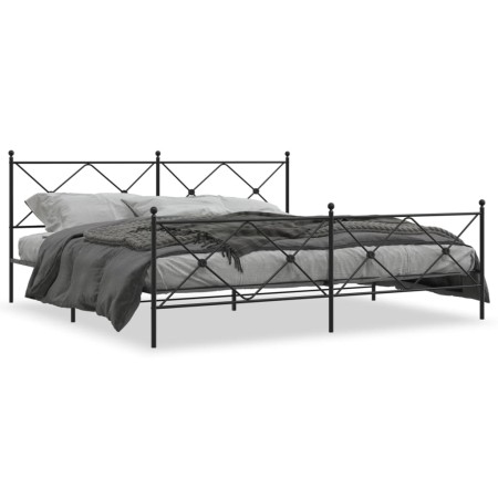 Estructura de cama cabecero y estribo metal negro 193x203 cm de vidaXL, Camas y somieres - Ref: Foro24-376526, Precio: 142,91...