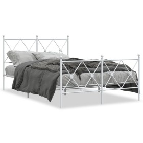 Estructura cama metal con cabecero y estribo blanco 120x190 cm de vidaXL, Camas y somieres - Ref: Foro24-376566, Precio: 103,...