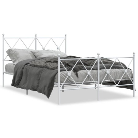 Estructura cama metal con cabecero y estribo blanco 120x190 cm de vidaXL, Camas y somieres - Ref: Foro24-376566, Precio: 103,...