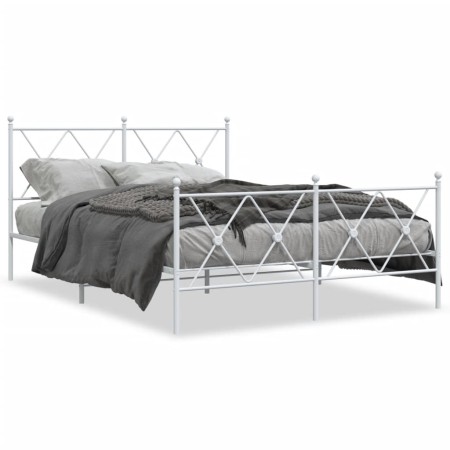 Estructura cama metal con cabecero y estribo blanco 140x200 cm de vidaXL, Camas y somieres - Ref: Foro24-376570, Precio: 108,...