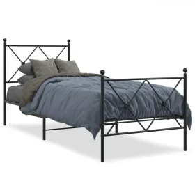 Estructura de cama con cabecero y estribo metal negro 80x200 cm de vidaXL, Camas y somieres - Ref: Foro24-376511, Precio: 72,...