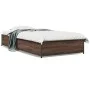 Estructura cama madera ingeniería metal roble marrón 90x200 cm de vidaXL, Camas y somieres - Ref: Foro24-845115, Precio: 72,2...