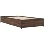 Estructura cama madera ingeniería metal roble marrón 90x200 cm de vidaXL, Camas y somieres - Ref: Foro24-845115, Precio: 72,2...