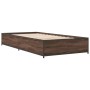 Estructura cama madera ingeniería metal roble marrón 90x200 cm de vidaXL, Camas y somieres - Ref: Foro24-845115, Precio: 73,0...