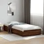Estructura cama madera ingeniería metal roble marrón 90x200 cm de vidaXL, Camas y somieres - Ref: Foro24-845115, Precio: 72,2...