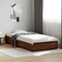 Estructura cama madera ingeniería metal roble marrón 90x200 cm de vidaXL, Camas y somieres - Ref: Foro24-845115, Precio: 73,0...