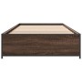 Estructura cama madera ingeniería metal roble marrón 90x200 cm de vidaXL, Camas y somieres - Ref: Foro24-845115, Precio: 73,0...