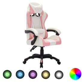 Silla gaming con luces LED RGB cuero sintético rosa y negro de vidaXL, Sillas de oficina - Ref: Foro24-288004, Precio: 167,86...