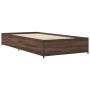 Estructura cama madera ingeniería metal roble marrón 90x200 cm de vidaXL, Camas y somieres - Ref: Foro24-845115, Precio: 73,0...