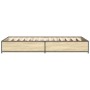 Estructura cama madera ingeniería metal roble Sonoma 75x190 cm de vidaXL, Camas y somieres - Ref: Foro24-845122, Precio: 66,7...