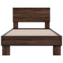 Estructura cama madera ingeniería metal marrón roble 100x200 cm de vidaXL, Camas y somieres - Ref: Foro24-845806, Precio: 77,...