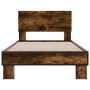 Estructura cama madera ingeniería metal roble ahumado 90x190 cm de vidaXL, Camas y somieres - Ref: Foro24-845819, Precio: 89,...