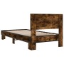 Estructura cama madera ingeniería metal roble ahumado 90x190 cm de vidaXL, Camas y somieres - Ref: Foro24-845819, Precio: 89,...