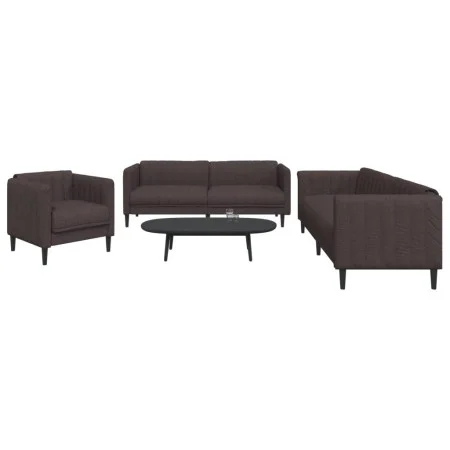 Juego de sofás 3 piezas tela marrón oscuro de vidaXL, Sofás - Ref: Foro24-3209232, Precio: 701,68 €, Descuento: %
