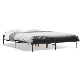 Estructura de cama madera de ingeniería y metal negro 120x190cm de vidaXL, Camas y somieres - Ref: Foro24-845046, Precio: 82,...