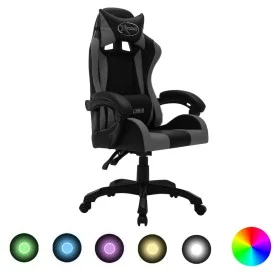 Silla gaming con luces LED RGB cuero sintético gris y negro de vidaXL, Sillas de oficina - Ref: Foro24-288000, Precio: 174,77...