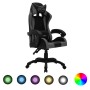 Silla gaming con luces LED RGB cuero sintético gris y negro de vidaXL, Sillas de oficina - Ref: Foro24-288000, Precio: 178,03...