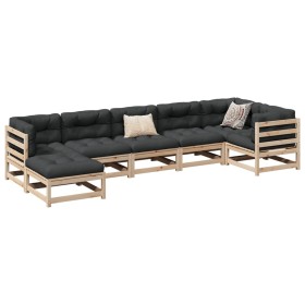 Set de sofás jardín 7 pzas con cojines madera maciza pino de vidaXL, Conjuntos de jardín - Ref: Foro24-3299545, Precio: 681,0...