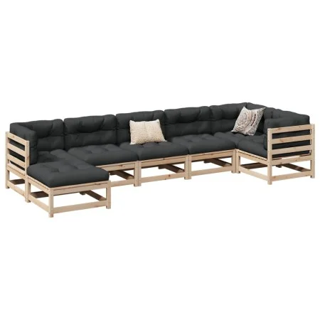 Set de sofás jardín 7 pzas con cojines madera maciza pino de vidaXL, Conjuntos de jardín - Ref: Foro24-3299545, Precio: 674,0...