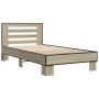 Estructura cama madera ingeniería metal roble Sonoma 90x200 cm de vidaXL, Camas y somieres - Ref: Foro24-845653, Precio: 94,8...