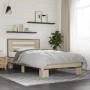 Estructura cama madera ingeniería metal roble Sonoma 90x200 cm de vidaXL, Camas y somieres - Ref: Foro24-845653, Precio: 94,8...