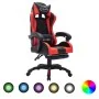 Silla gaming con luces LED RGB cuero sintético rojo y negro de vidaXL, Sillas de oficina - Ref: Foro24-288007, Precio: 193,09...
