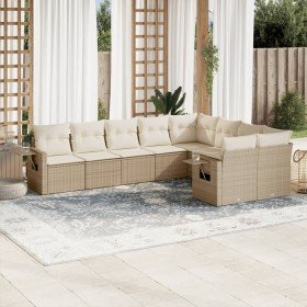 Set de sofás de jardín 9 pzas con cojines ratán sintético beige en Conjuntos de jardín | Comprar online en Foru.es