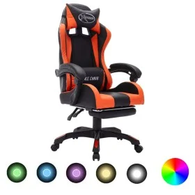 Silla gaming con luces LED RGB cuero sintético naranja y negro de vidaXL, Sillas de oficina - Ref: Foro24-288012, Precio: 187...