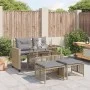 Set sofás jardín 4 pzas y cojines ratán sintético vidrio beige de vidaXL, Sofás modulares de exterior - Ref: Foro24-368137, P...