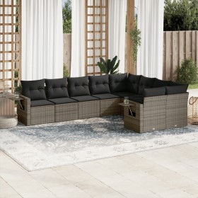 Set de muebles de jardín 9 pzas y cojines ratán sintético gris en Conjuntos de jardín | Comprar online en Foru.es
