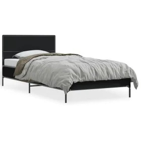 Black engineered wood and metal bed frame 90x190 cm by vidaXL, Beds and slatted bases - Ref: Foro24-845562, Price: 79,74 €, D...